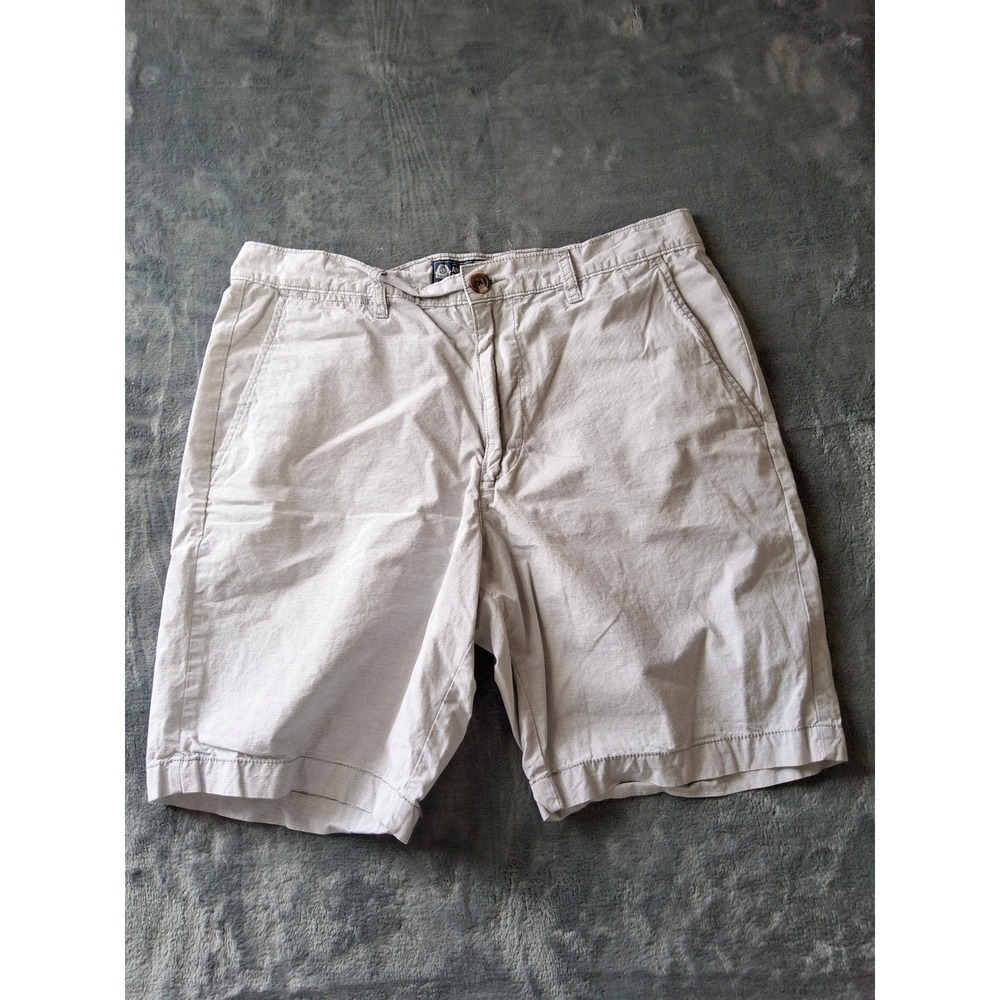 American Rag Cie Mens Grey White Micro Stripe Chino Shorts Size 34 Flat Front